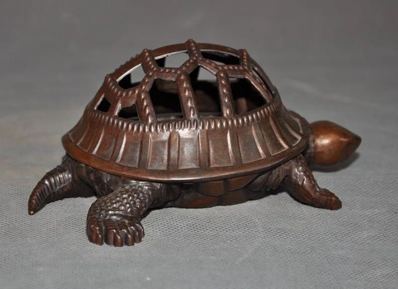 

christmas 6"China Feng Shui bronze tortoise longevity turtle statue Incense Burner censer halloween