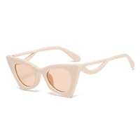 fashion vintage triangle cat eye sunglasses one piece bow sun glasses for women fashion retro hollow out wave sunglasses uv400