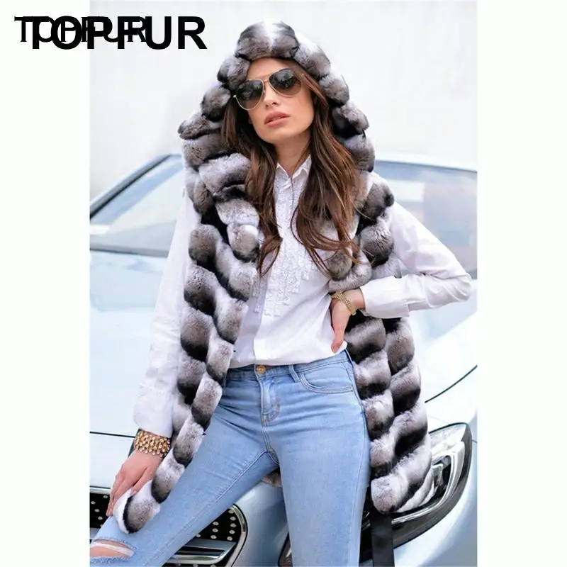 Модный зимний жилет из натурального меха с меховым капюшоном роскошный новый