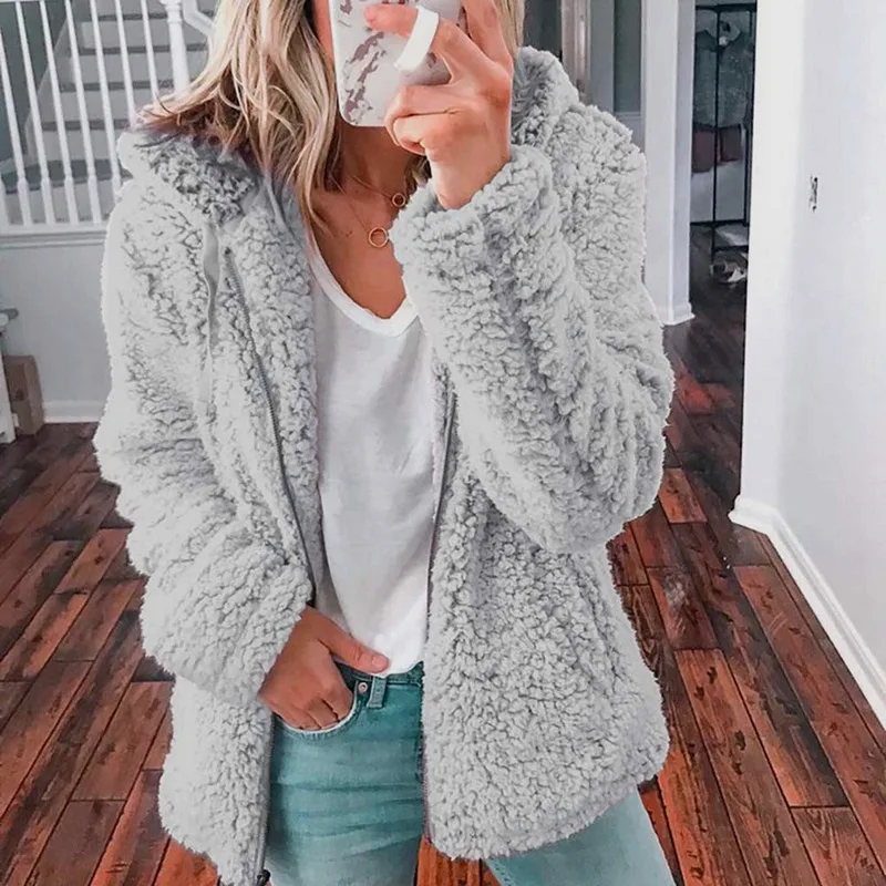

Winter Teddy Coat Women Faux Fur Coat Teddy Bear Jacket Thick Warm Fake Fleece Jacket Fluffy Jackets Plus Size Overcoat