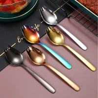 stainless steel fork spoon integrated tableware western food dual purpose fruit salad ustensiles plats kitchen accessories