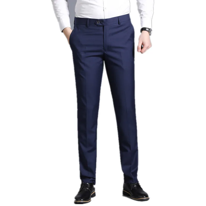 

2021 Men's Business Casual Pants Men Suit Pants Black Spring Fall Fashion Male Elastic Straight Formal Men's Classic Trousers