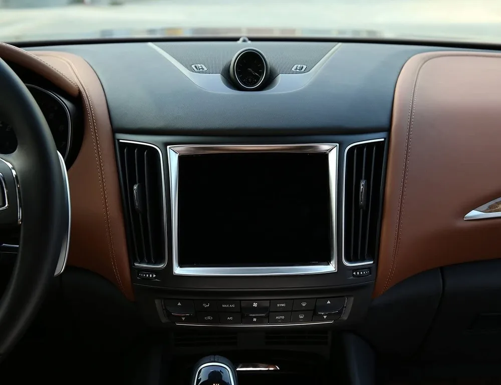 

ABS Chrome Center Central Navigation Screen Edge Frame Cover Trim Sticker For Maserati Levante 2016