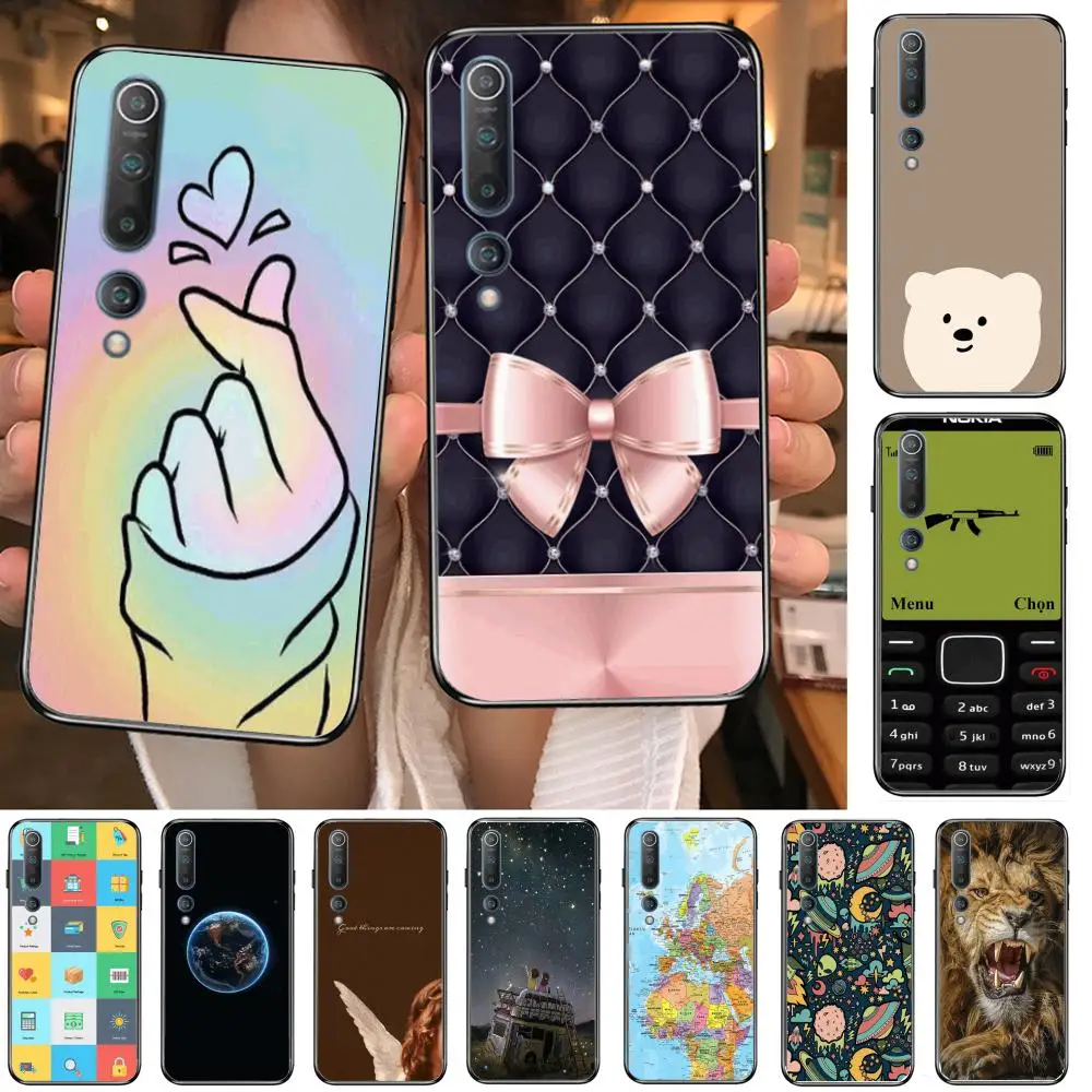 

Phone Case For Xiaomi Mi11 5g 10 Liti Ultra 9Pro SE 3 8 Note Anime Black Cover Silicone Back Pretty Tpu Exquisite