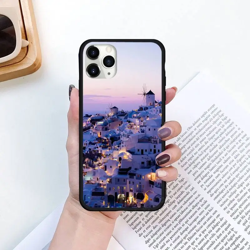 

Santorini Greece landscape pattern Phone Case for iPhone 11 12 mini pro XS MAX 8 7 6 6S Plus X 5S SE 2020 XR Luxury shell funda
