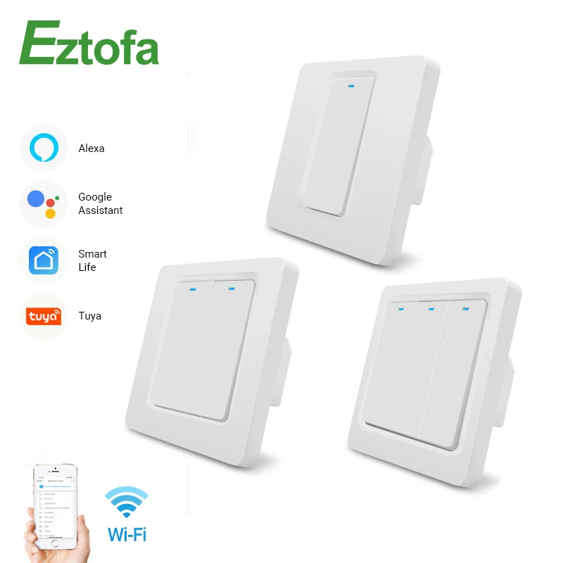 Tuya умный WiFi светильник переключатель с физической кнопкой AC90 240v приложение Smart Life