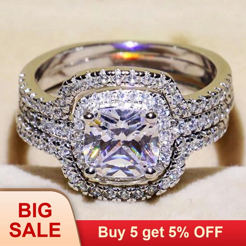 Комплект колец для влюбленных 3 в 1 обручальные ювелирные украшения из белого