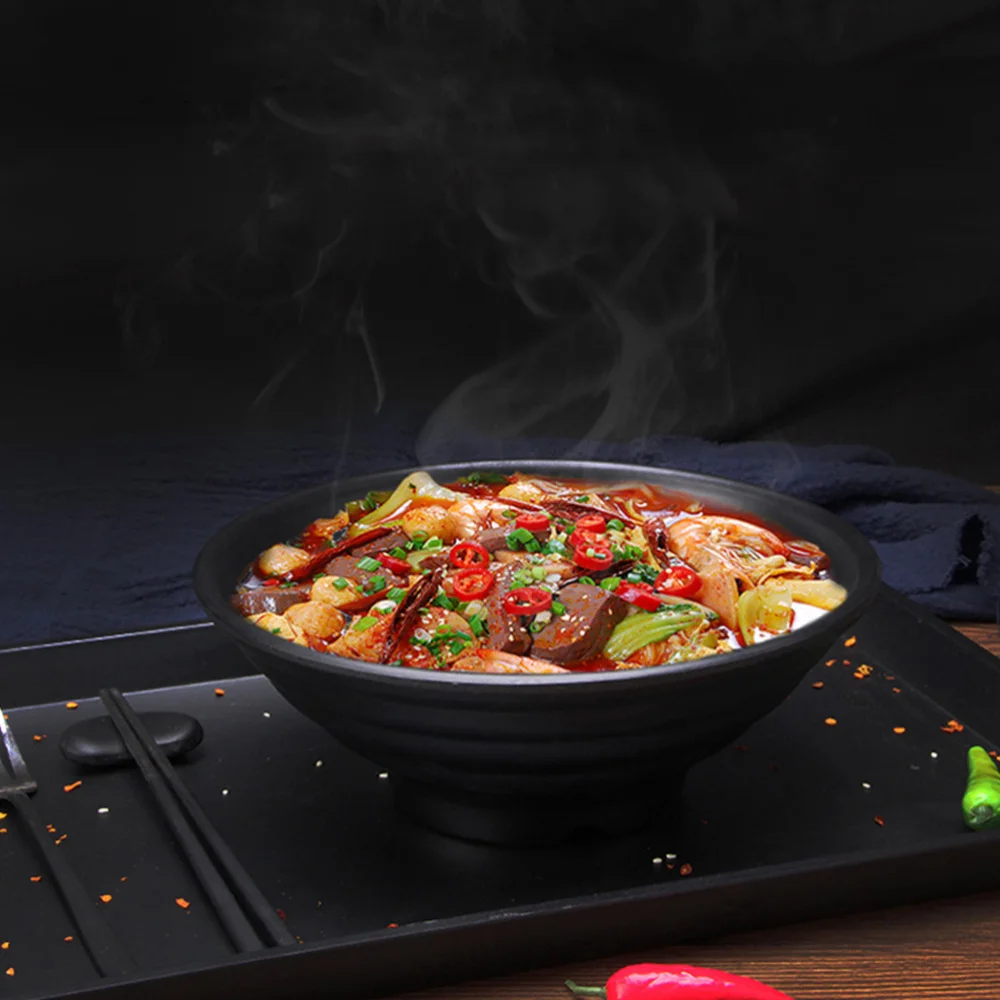 

1 Pc 8-inch Salad Bowl Nonslip Porridge Bowl Melamine Ramen Bowl (Black)