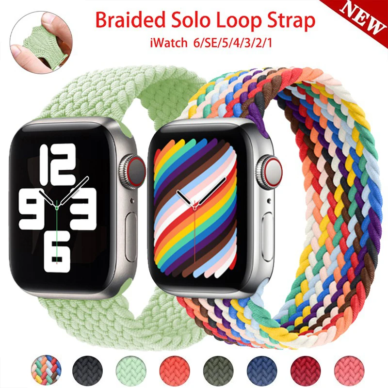 

Braided Solo Loop Strap For Apple Watch Band 44mm 40mm 38mm 42mm Elastic Nylon fabric Bracelet iWatch Serie SE 6 3 4 5 Bands