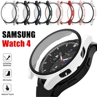 Чехол + стеклянный чехол для Samsung Galaxy Watch 4 40 мм 44 мм, матовый чехол из поликарбоната, защитный чехол-бампер, аксессуары для часов, новинка 2021