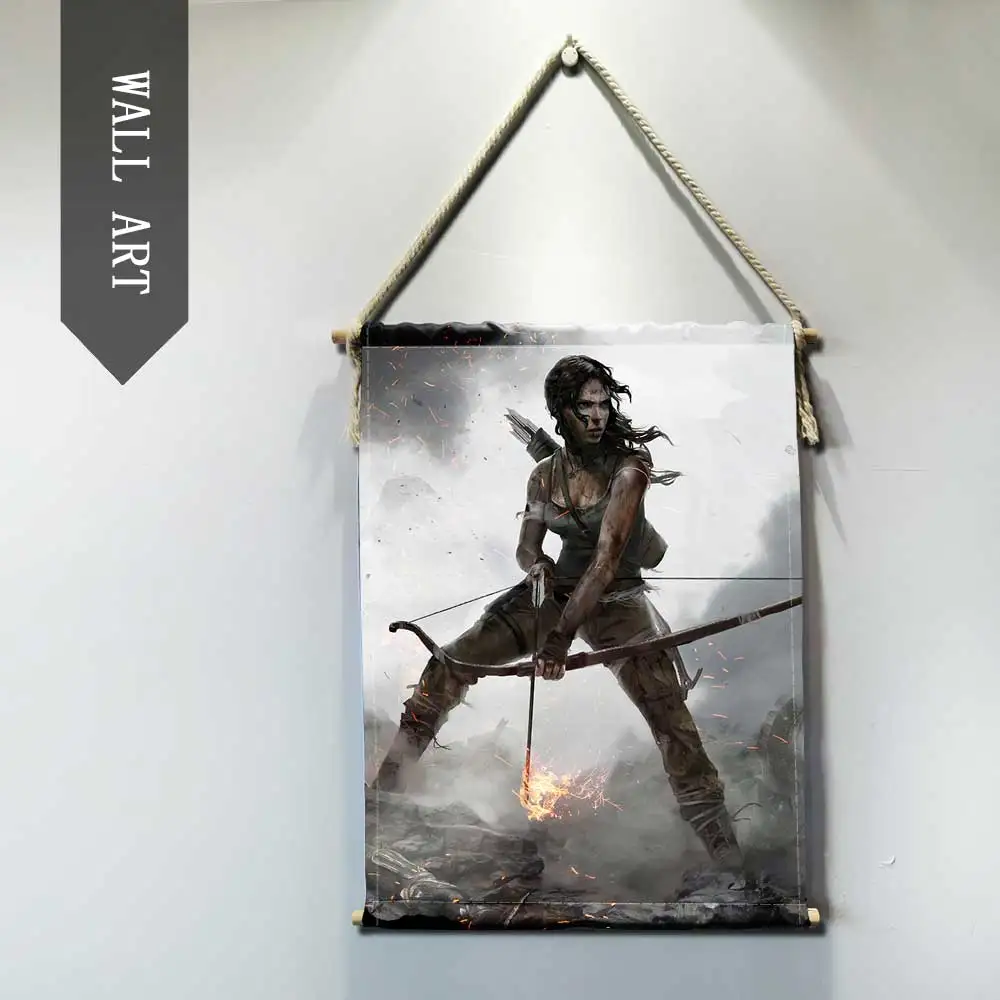 Rise of The Tomb Raider гостиная картина для декора комнаты настенное Искусство современной плотной древесины хлопковая нить подвесной вал прокрутки живопись - Цвет: 6