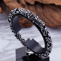 silver color skull link chain bracelet men trend punk biker bracelet casual jewelry gift