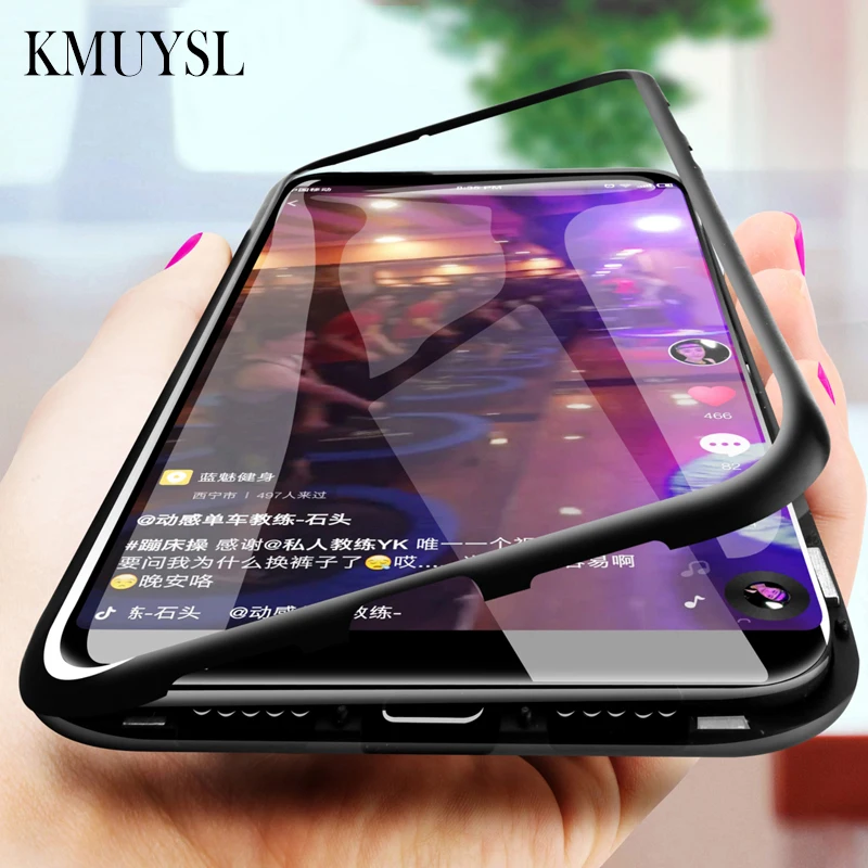 Металлический магнитный адсорбционный чехол для Xiaomi Redmi Note 5 6 7 Pro mi 8 9 se Lite mi 9t Pro Red mi 7 7A K20 Pocophone F1 стеклянная крышка