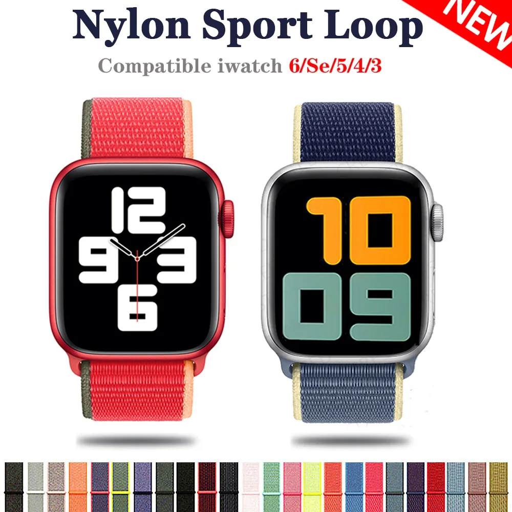 

Nylon Loop Strap For Watch Band 44mm 40mm 42mm 38mm 44 mm Smartwatch Wristband Belt Bracelet iWatch 5 3 4 6 SE 2 1 band