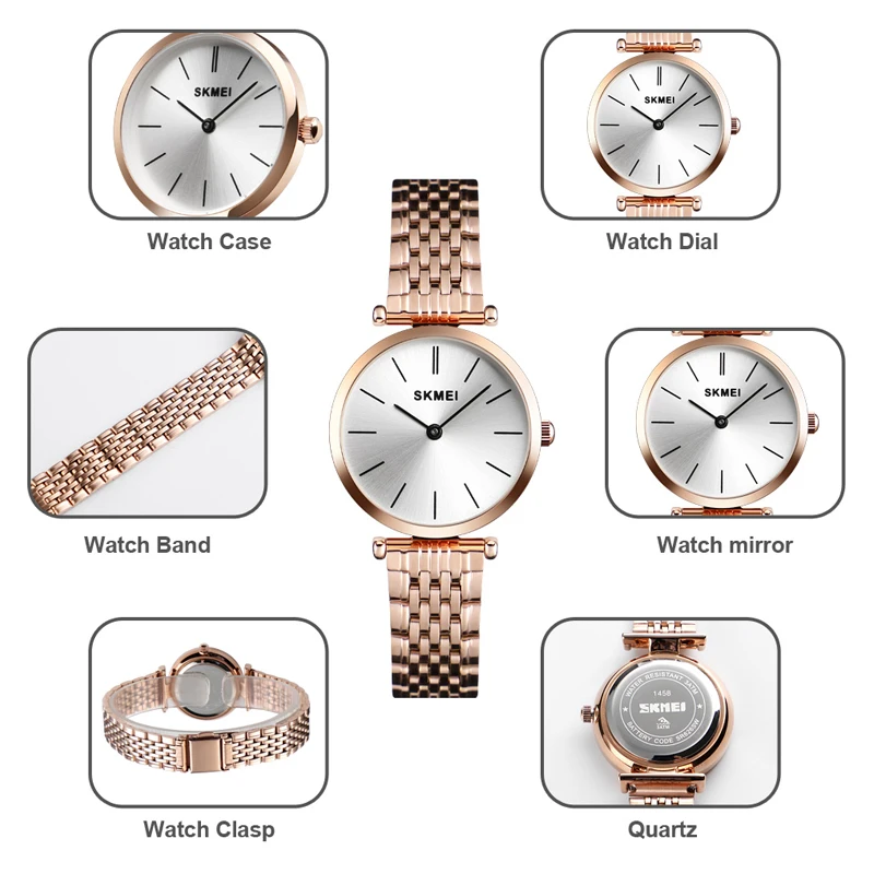 Top Brand 1458 Women Quartz Watch Waterproof Wristwatch Fashion Casual Ladies Bracelet Luxury Stainless Steel Women's Watches | Наручные