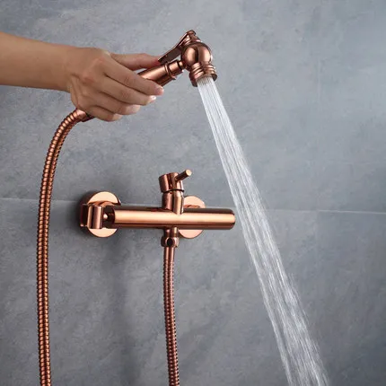 classic high quality rose golden nickel brushed copper brass wall mounted bidet set high pressure spray gun for bathroom free global shipping