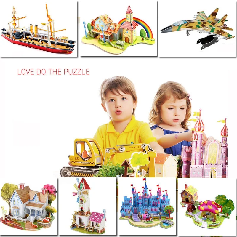 

Children's 3d Three-Dimensional Puzzle Early Education Benefit Intellectual Toys DIY Building House Model Building