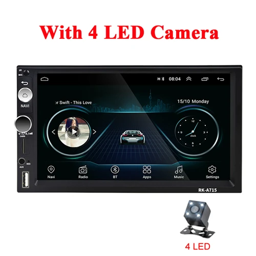 Android with 4 LED Podofo 2din 7023B автомобильный Радио " сенсорный в тире Авто Аудио плеер MP5 плеер авторадио Bluetooth Камера заднего вида дистанционное управление - Цвет: Android with 4 LED