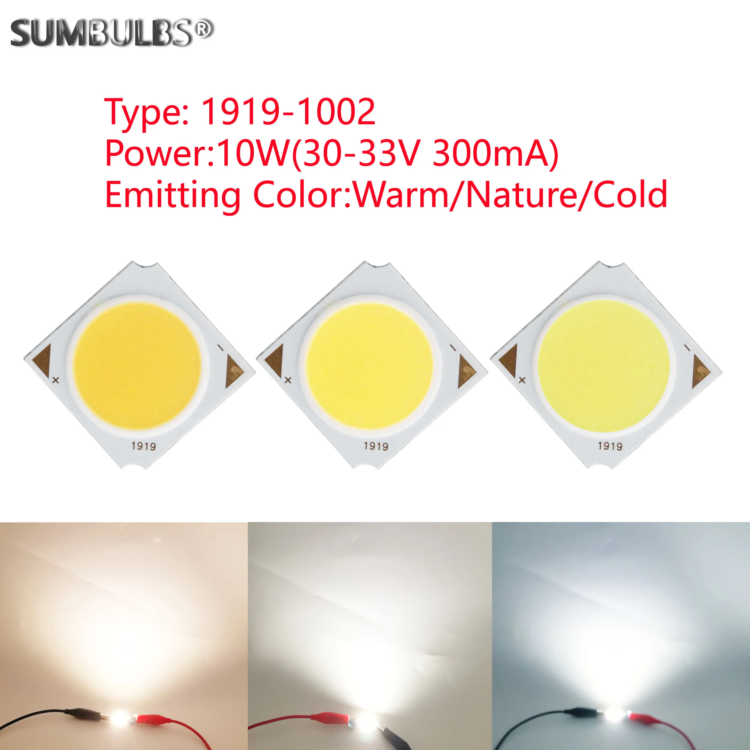 5pcs 10W led cob light source 19x19mm 17mm Lighting diameter led cold warm natural white for down track light diy lamp bulb