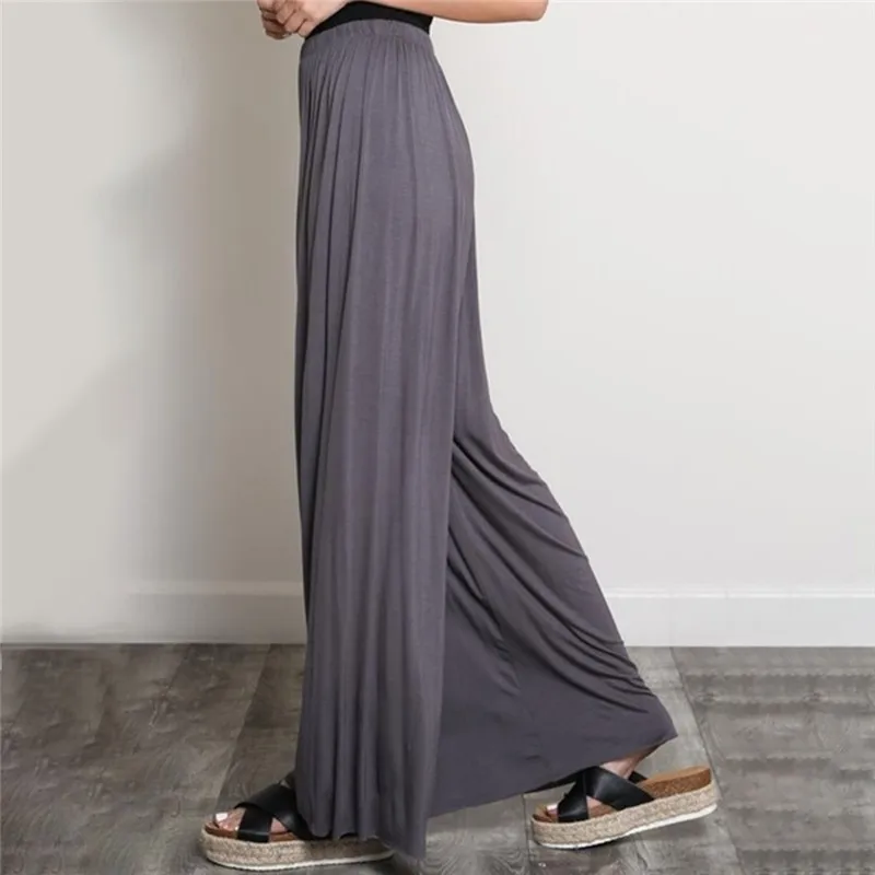 

Women Summer Thin Knit Trousers Black Wide Leg Loose Pants Ankle Length Pants Casual Trouser Elastic Waist Plus Size Pants S-2XL