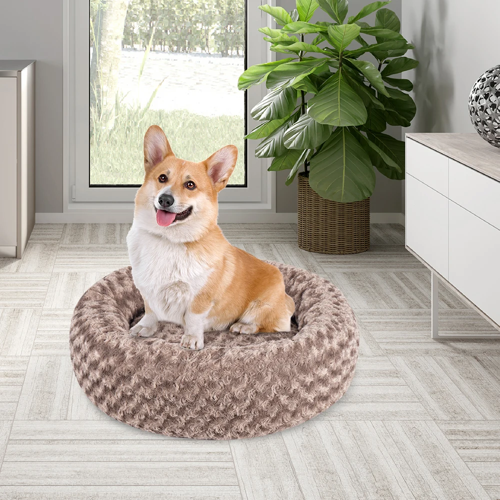 Длинная плюшевая кровать для собаки Успокаивающая питомца очень мягкая пушистая