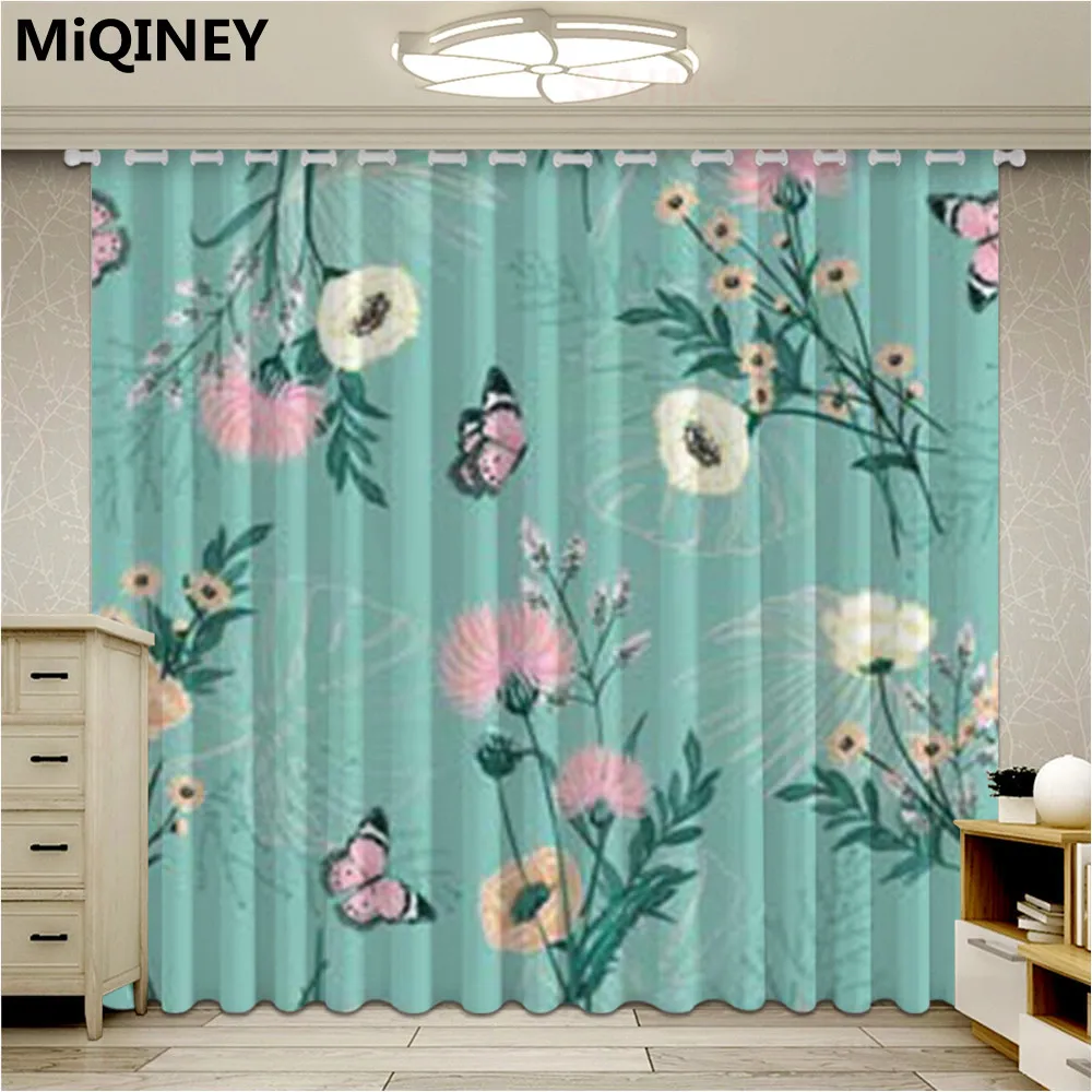 

New Butterfly Curtain Living Room Bedroom Kitchen Ultra-thin Micro Shading Blackout Curtains for Window Treatment Children Girls
