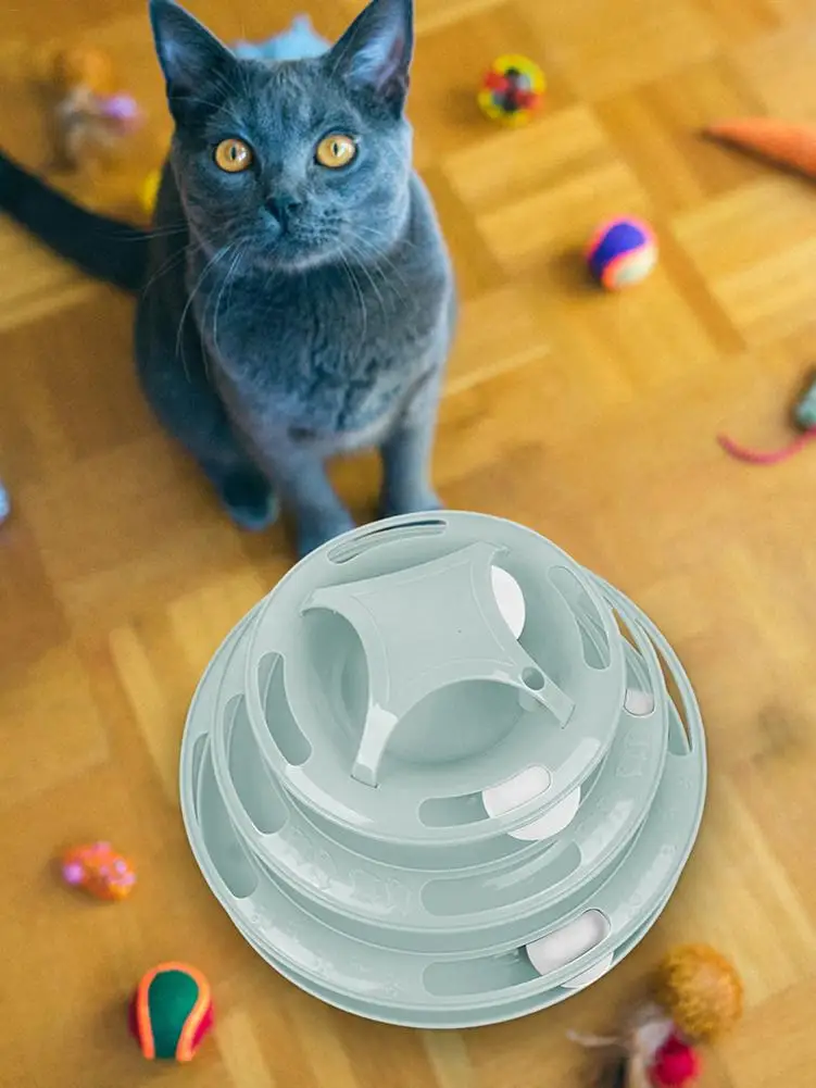 4 Levels Tracks Cat Toys Interactive Moving Balls Tower Track Non-Slip Sponge Pad Turntable Toy Accessories Supplies | Дом и сад
