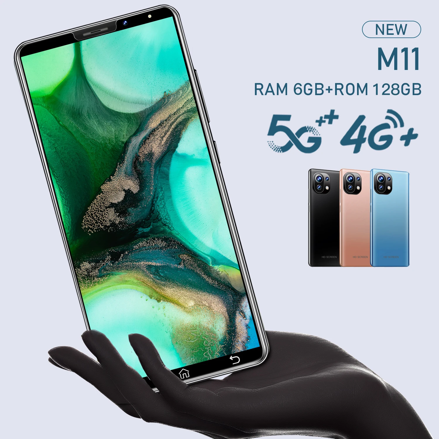 

2021 New Arrivals 2320*1280 M11 4800mAh Battery 5.5Inch Full Screen 8+128GB 10Core Processor Face ID Global 5G Smart Phone