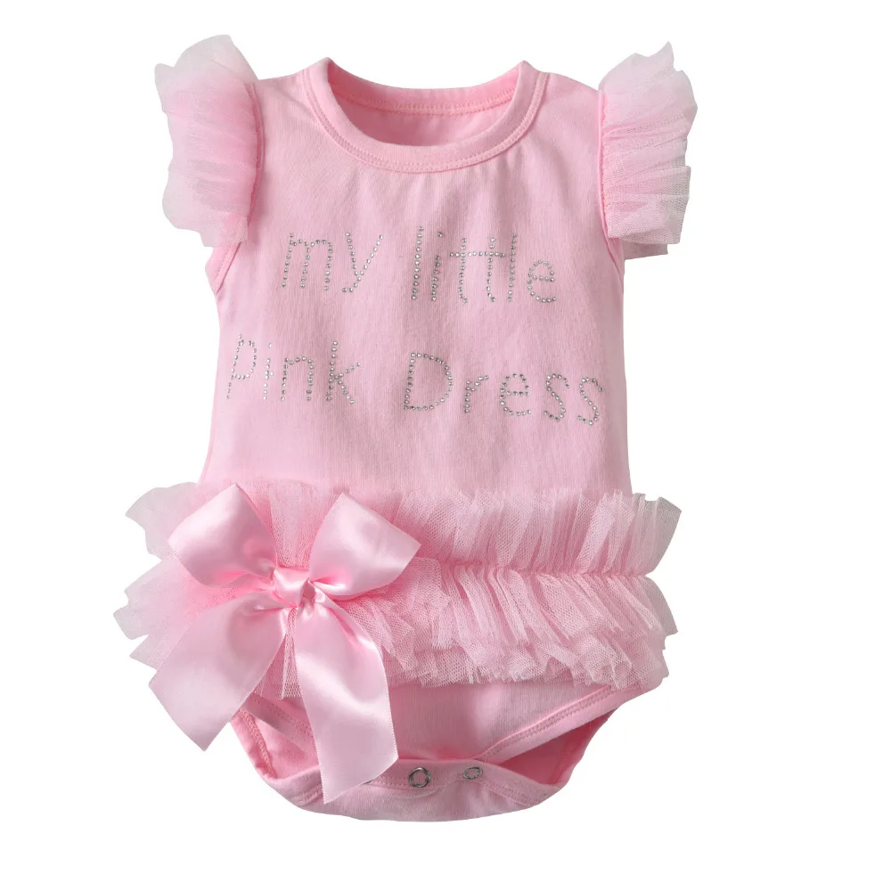 Милый боди для новорожденных девочек однотонное розовое и черное платье с