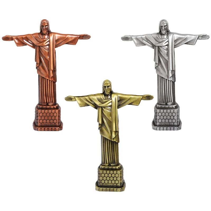 

Retro Alloy Jesus Model Figurine Art Sculpture Religious Catholic Collection Ornaments Home Tabletop Decorations
