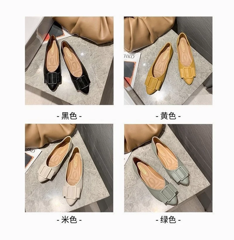 

Low top women's shoes flat bottom square shoes button pointed shoes fashion versatile low heel shoes single shoes