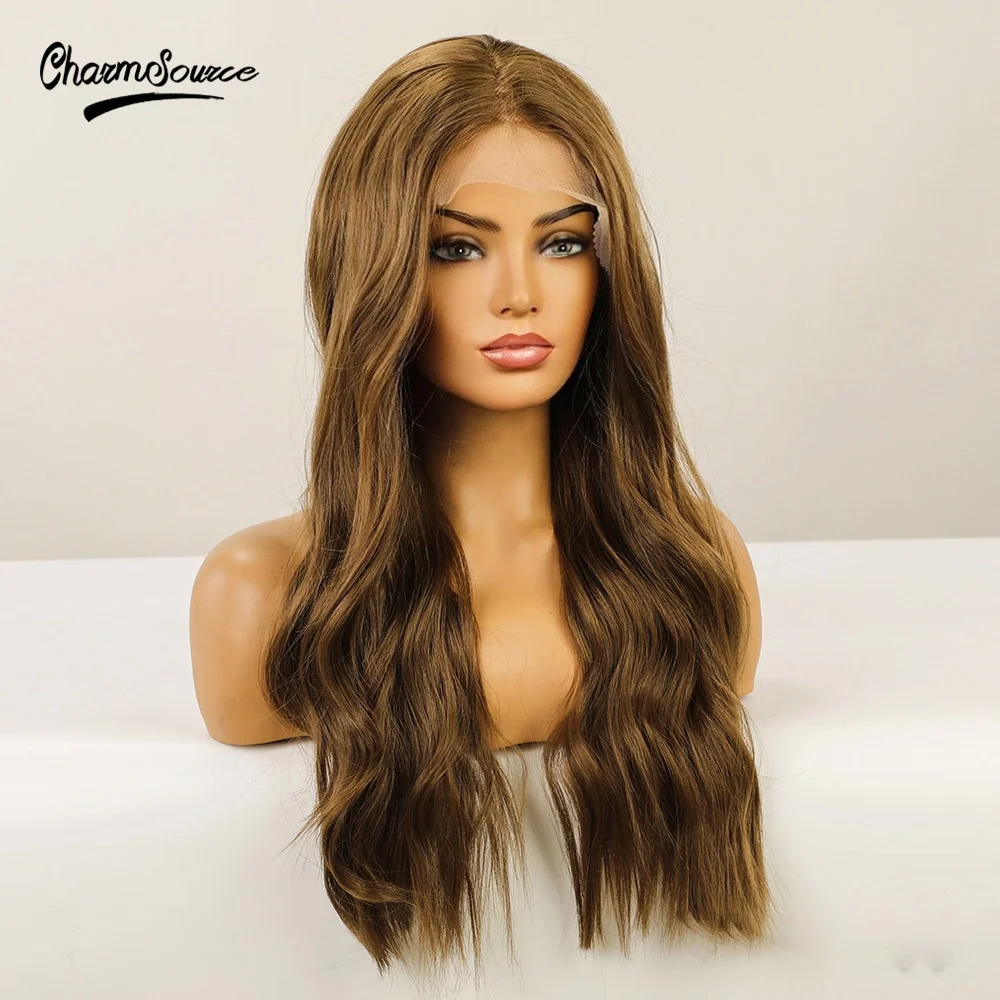 Парик CharmSource из длинных коричневых волос натуральные волнистые парики на сетке