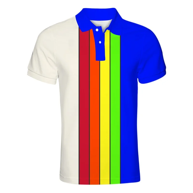 Мужская футболка поло Cloudstyle повседневная полосатая с короткими рукавами и 3D