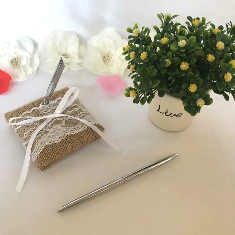 Новинка Свадебная вечеринка серебряная Гостевая книга ручка для подписи