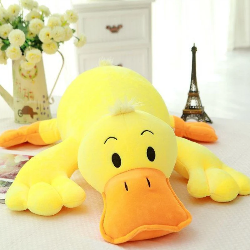 

New 50/60/75cm Stuffed Down Cotton Lying Duck Lovely Yellow Duck Plush Toys for Children Soft Pillow Cushion Nice Birthday Gift