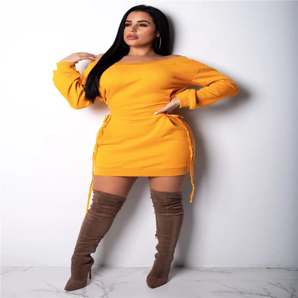 Новинка зимнего сезона мини платье с вырезом лодочкой длинными рукавами