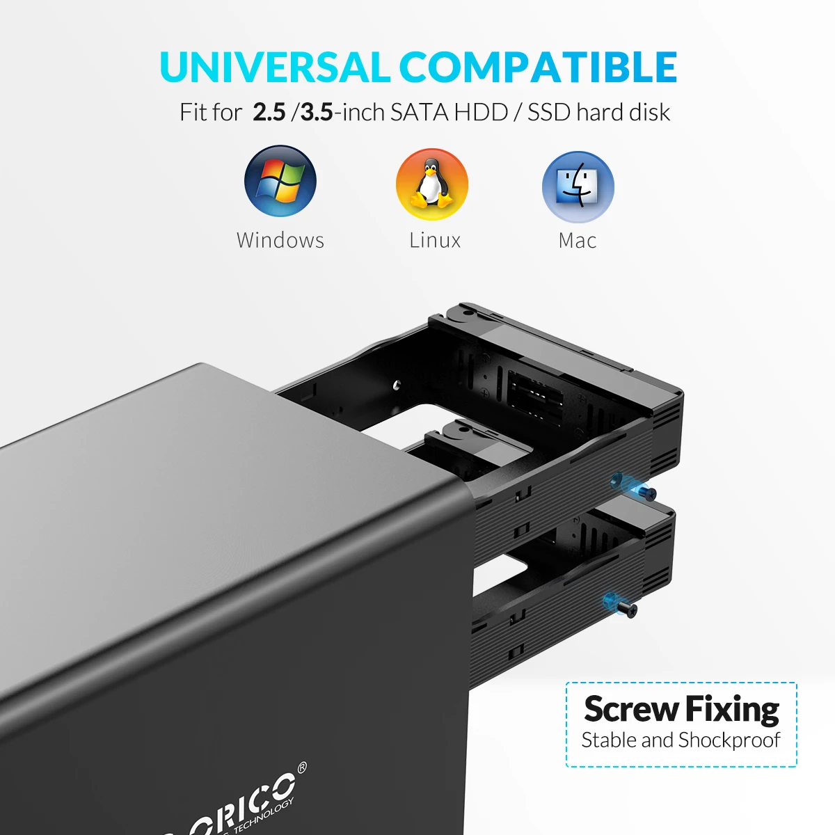 ORICO 3.5'' USB3.0 to SATA HDD Docking Station With RAID Aluminum 4 bay Enclosure 150W Internal Power Adapter Case | Компьютеры и