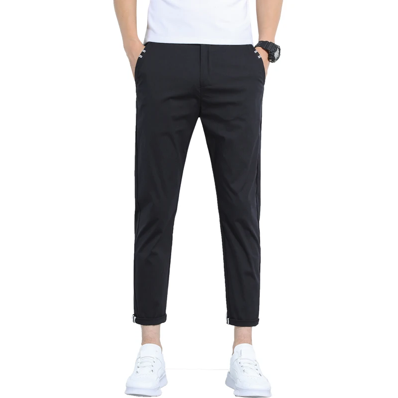 

Men's Brand Pants, Business Casual Pants, Classic Straight Medium Length Pants, Fashion Breathing
