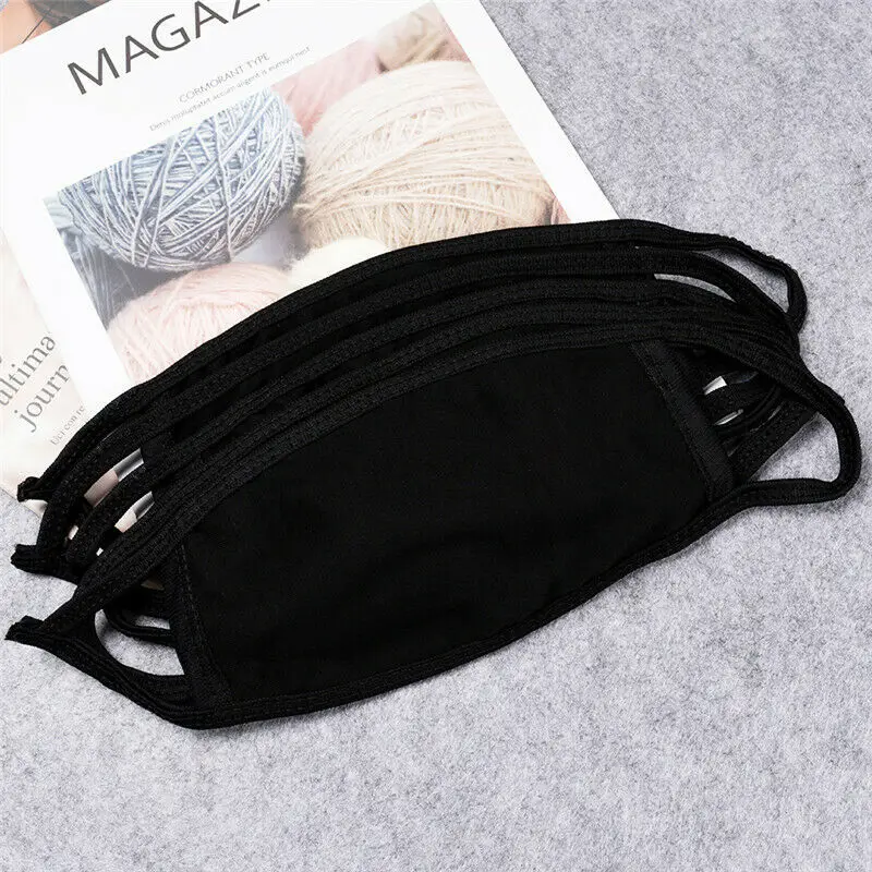 10 шт. черная Симпатичная хлопковая маска для лица с аниме KPOP многоразовые теплые