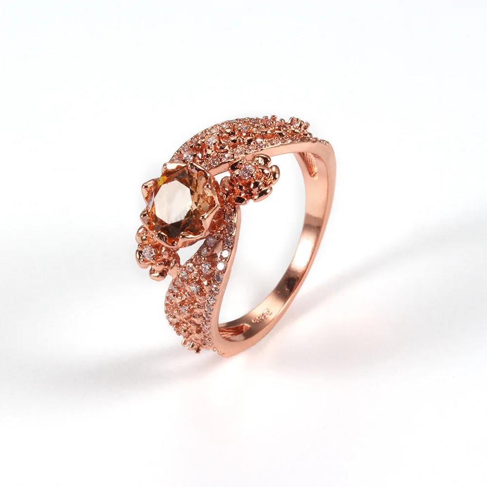 Beiver роскошное женское кольцо на палец из розового золота модное обручальное с