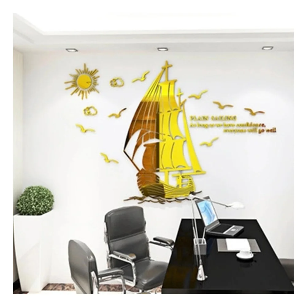 

Smooth Sailing Acrylic Painting 3D Stereo Wall Sticker Inspirational Sticker Office Culture OCT998