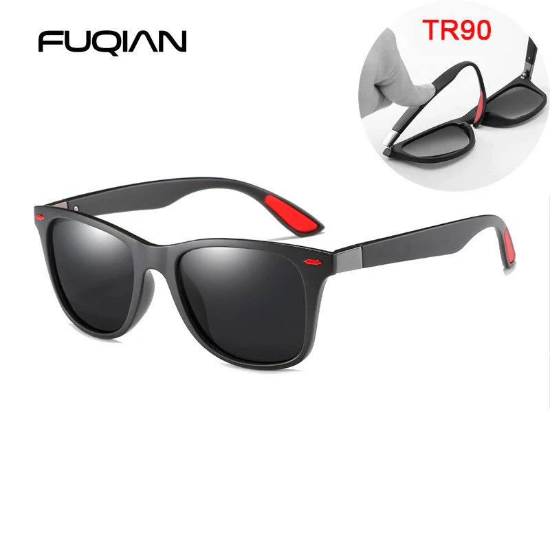Sand Black Black FUQIAN Модные TR90 поляризационные солнцезащитные очки мужские классические квадратные женские солнцезащитные очки ультра светильник унисекс очки для вождения UV400 - Цвет линз: Sand Black Black