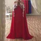 Кружевное Вечернее Платье-трапеция, красное, с накидкой, без бретелек