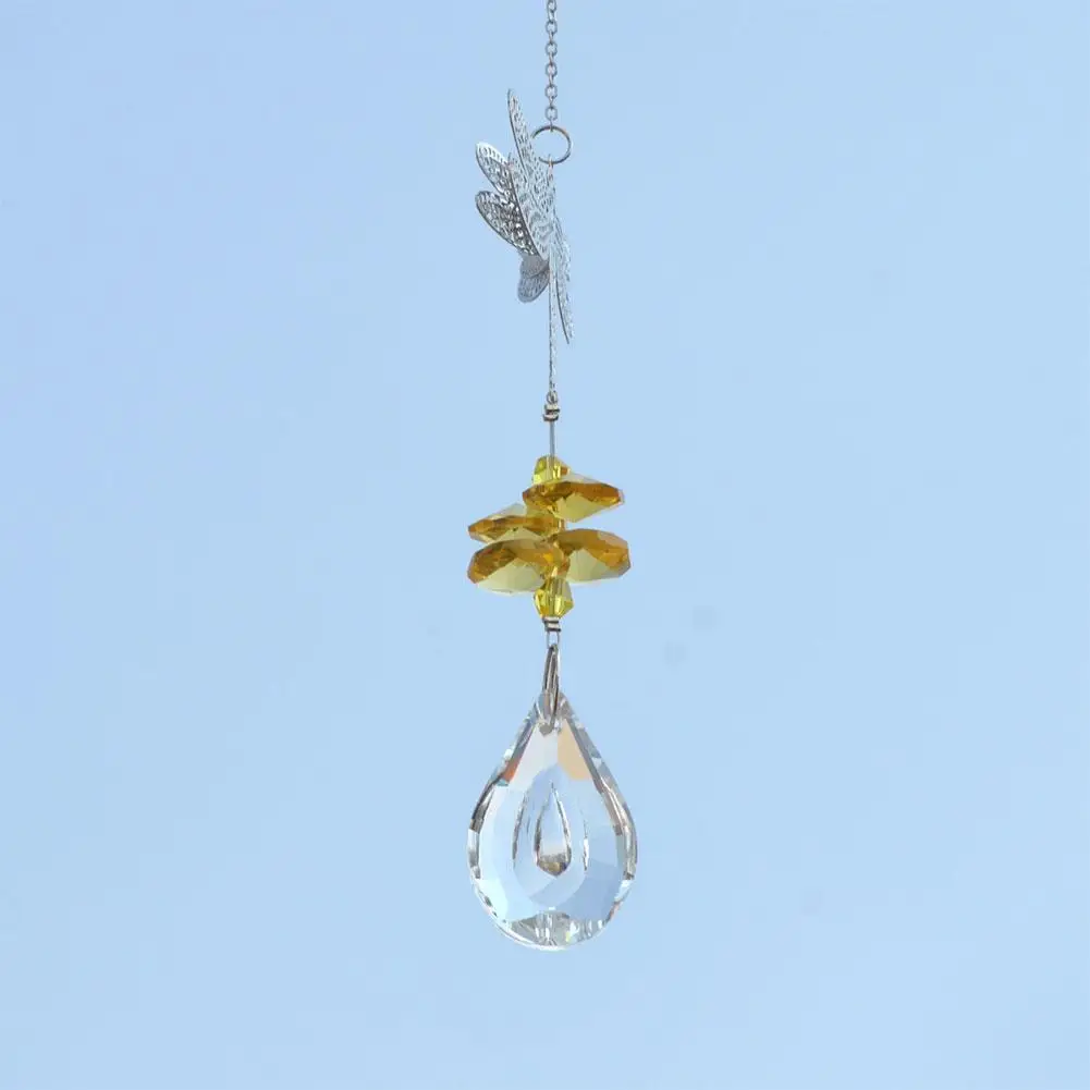 

Metal Dragonfly Pendant Handmade Dragonfly Crystal With Rainbow Suncatcher Ball Hanging Prism Home Beads Octagon Ornament M Z9Y8