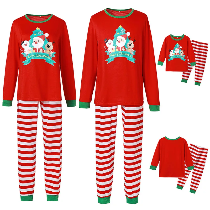 

2021 New Family Matching Clothes Suit Christmas Home Clothes Father Mother Kids Girl Boy Autumn Set Parent-Child Outfit Pajamas