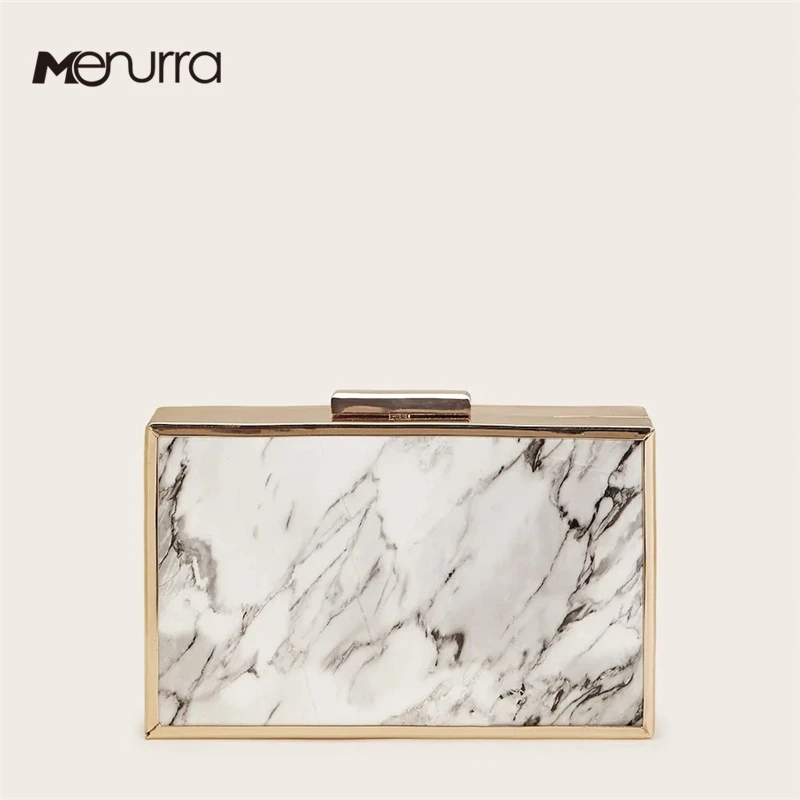 marble Модная женская сумка на цепочке с мраморным узором, однотонные вечерние сумочки из металла, вечерние сумки, винтажные повседневные клатчи - Цвет: marble