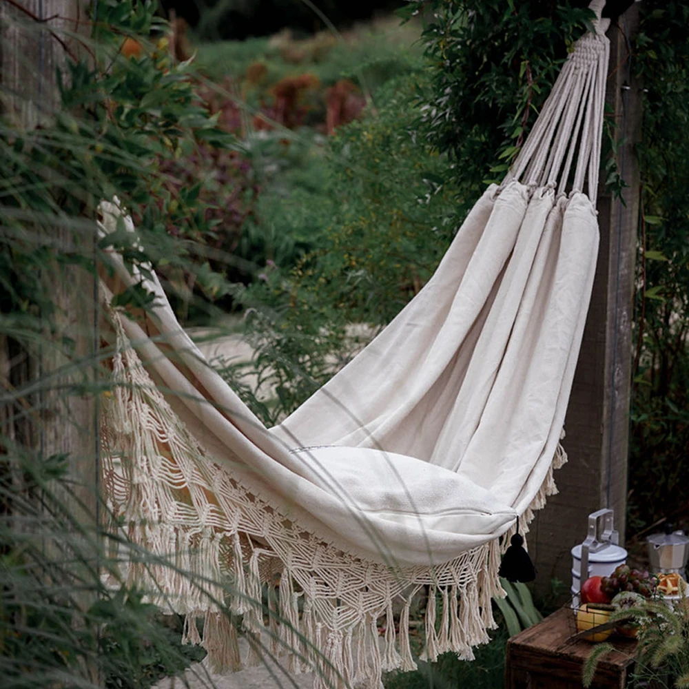 Белый висячий стул большой бразильский края макраме гамак крылья 2 человек из