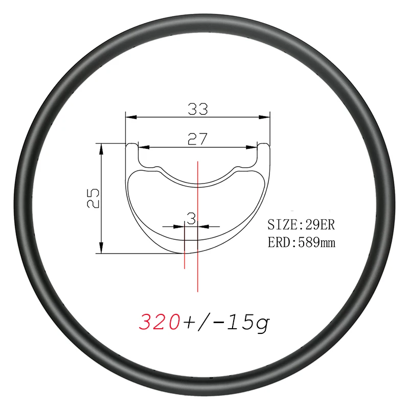 

Сверхлегкий ассиметричный карбоновый обод MTB XC, 320 г, Ширина 33 мм, 29er, бескамерный диск 25 мм, глубина 24H 28H 32H, колеса для пересеченной местности