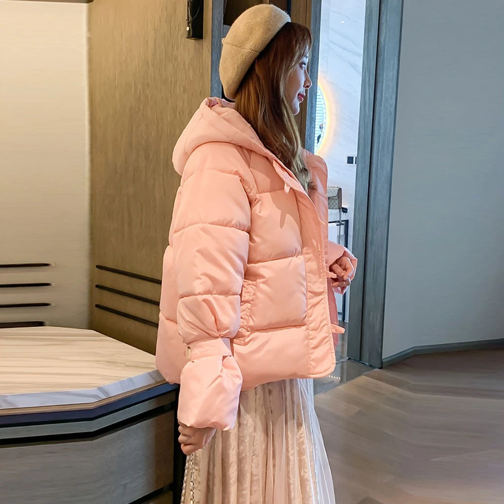 CHAMSGEND короткое пальто с капюшоном для женщин пекарские большие зимние Тяжелая