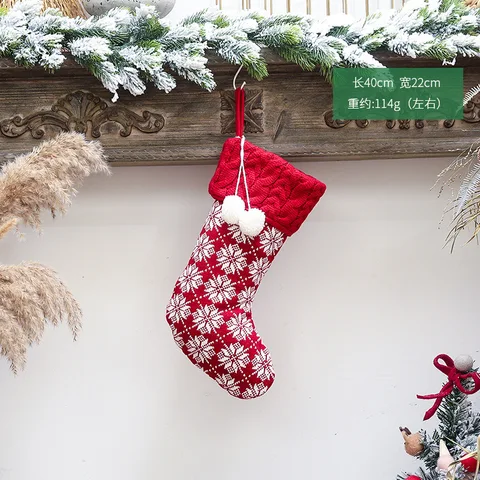 Рождественские носки, украшения, вязаные рождественские чулки, украшения для комнаты, красный и белый лось, снежинка, подарок, Рождественское украшение для стен